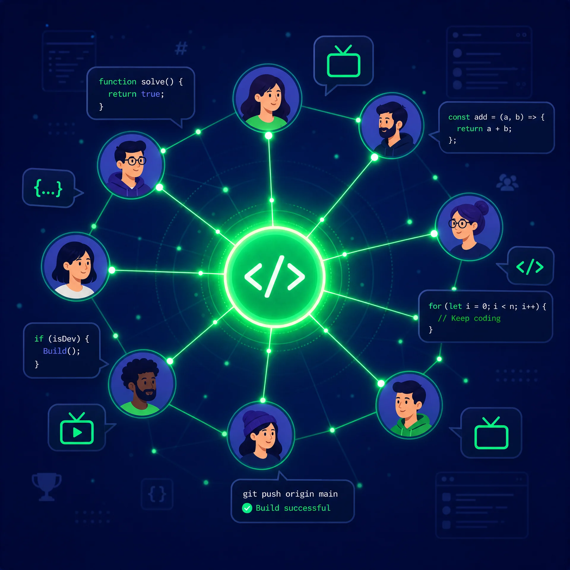 开发者社区互助网络示意图